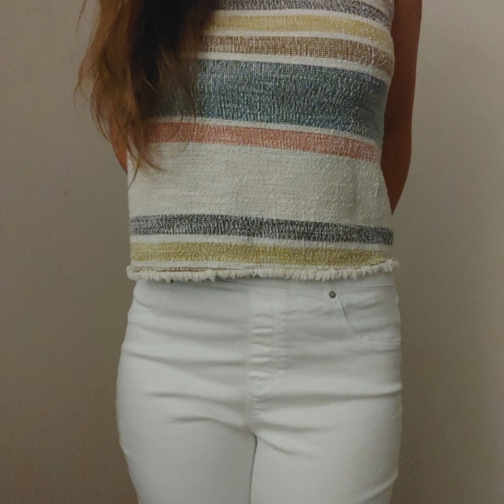 Green Envelope Striped Top xs